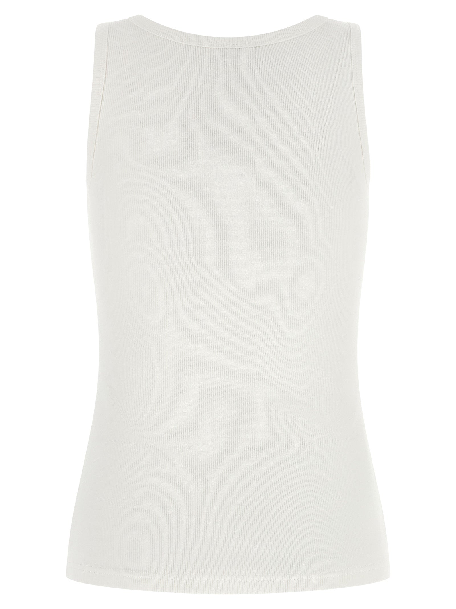 Courrèges Weißes ärmelloses Baumwoll-T-Shirt