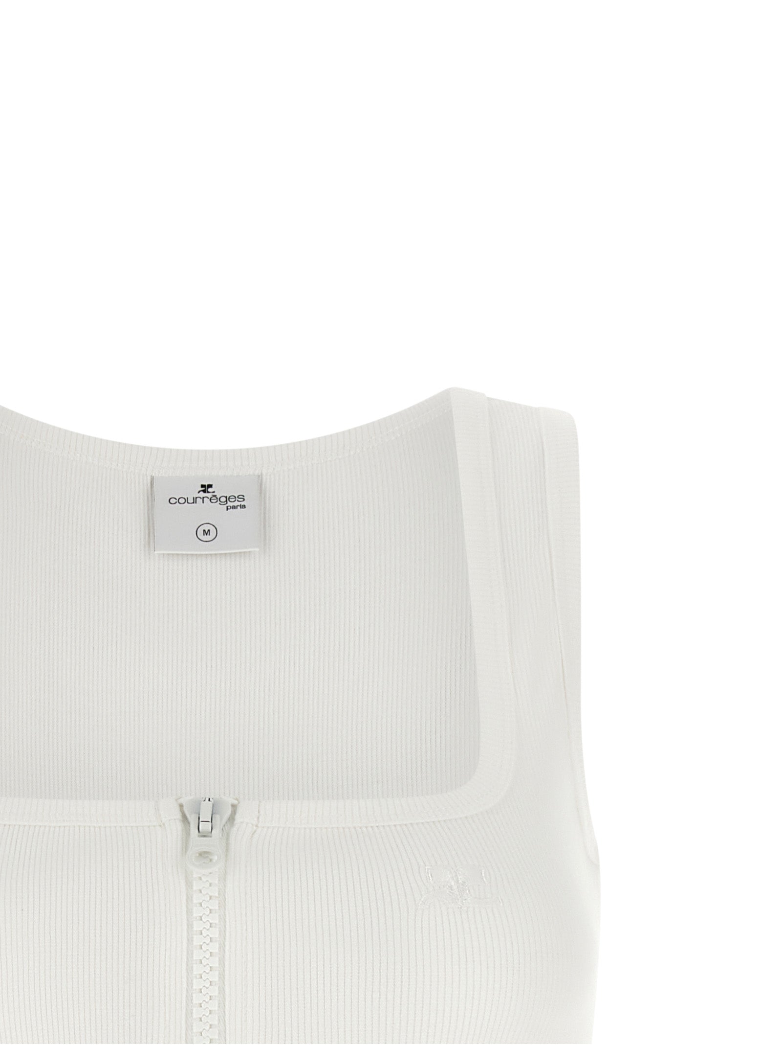 Courrèges Weißes ärmelloses Baumwoll-T-Shirt