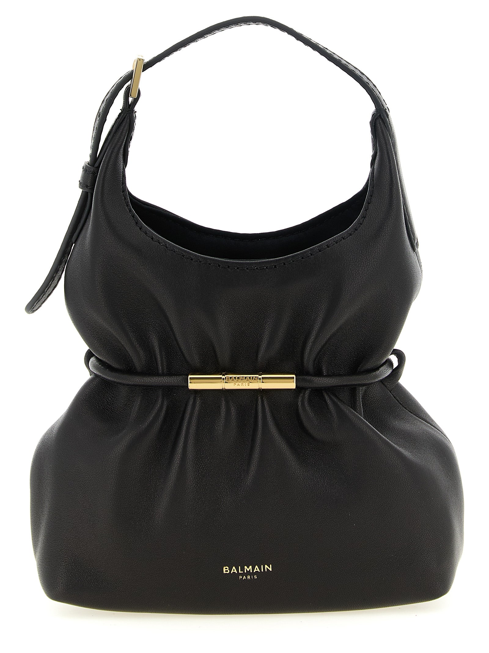 Balmain Schwarze Lammleder-Schultertasche