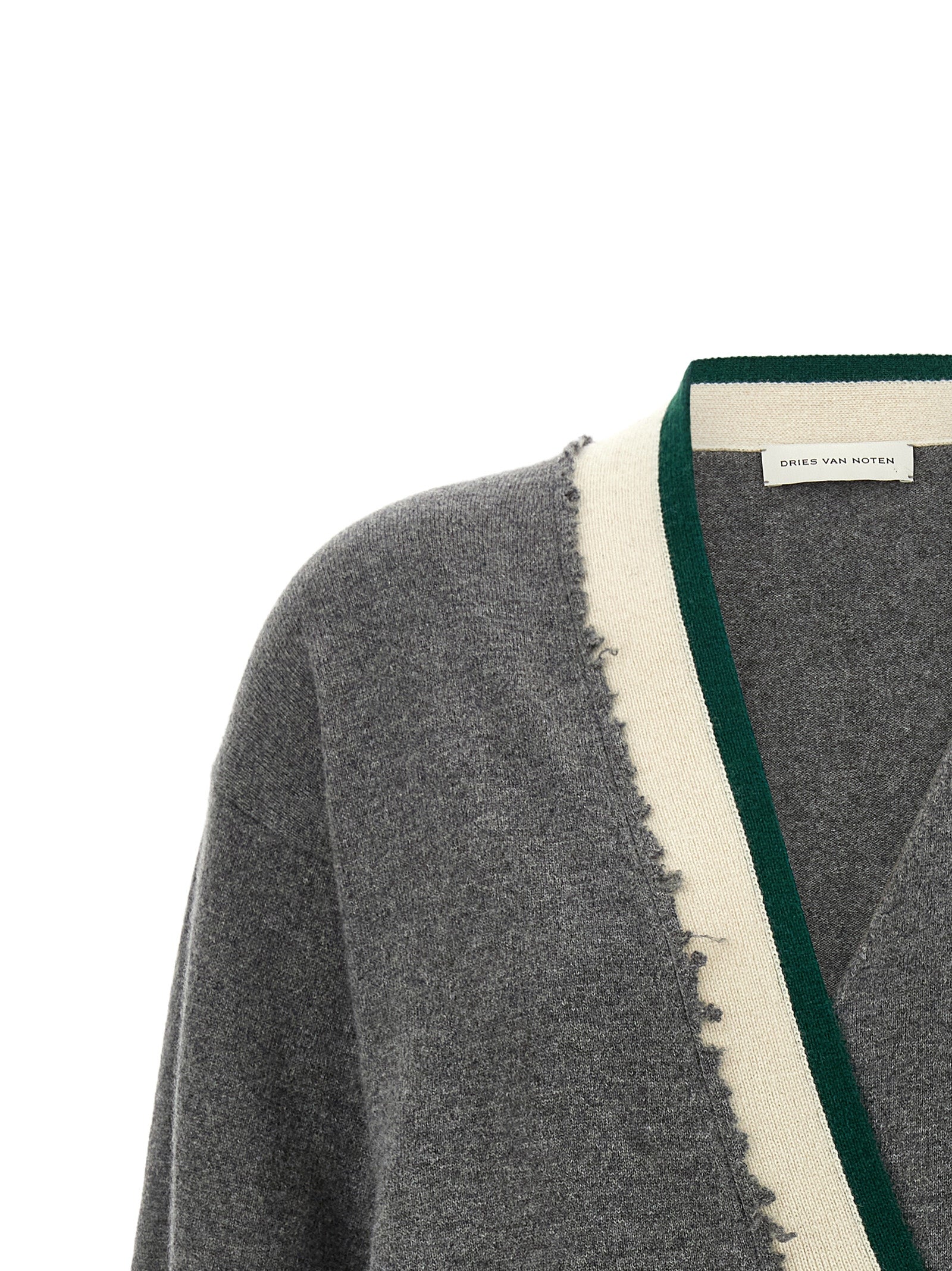 Dries Van Noten Grauer Kaschmir-Strickjacke