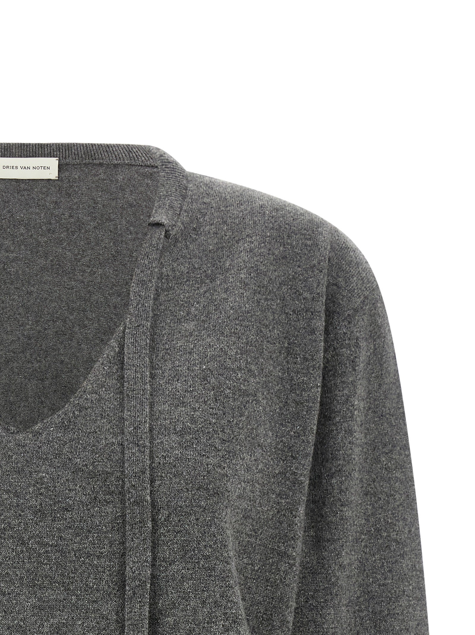 Dries Van Noten Grauer Kaschmir-Strickjacke