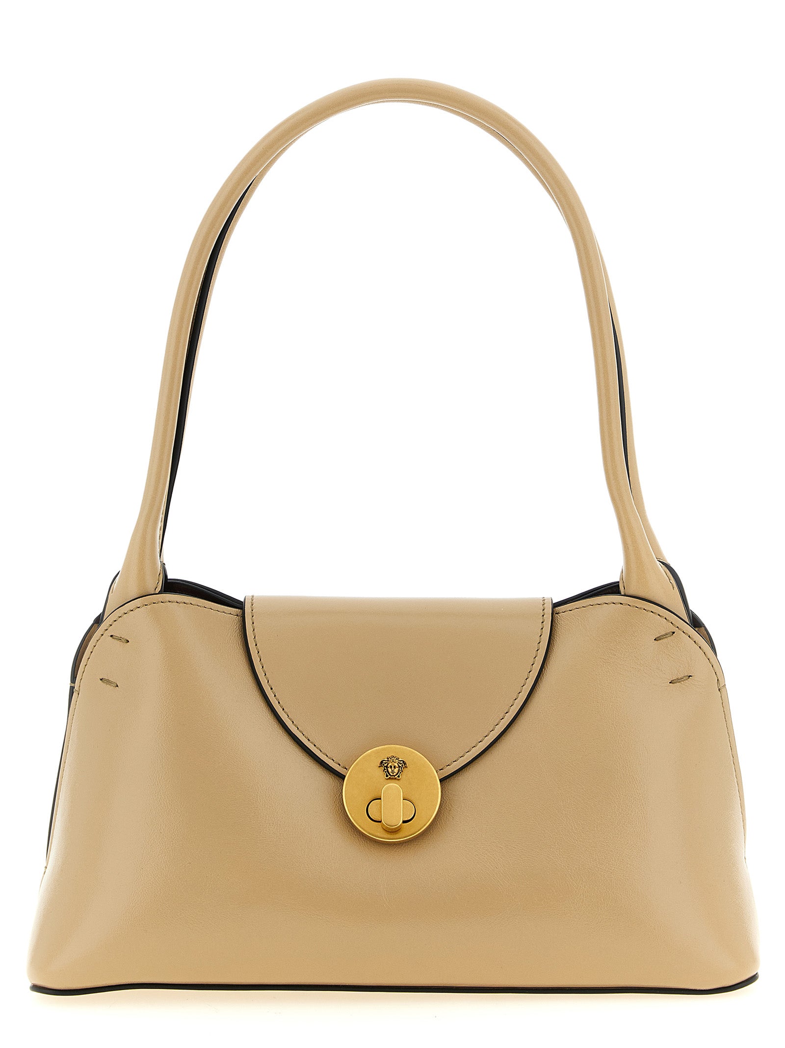 Versace Beigefarbene Kalbshaut Schultertasche
