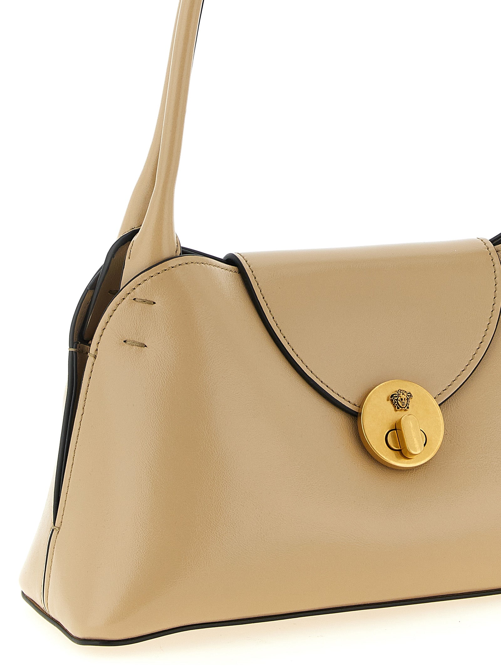Versace Beigefarbene Kalbshaut Schultertasche