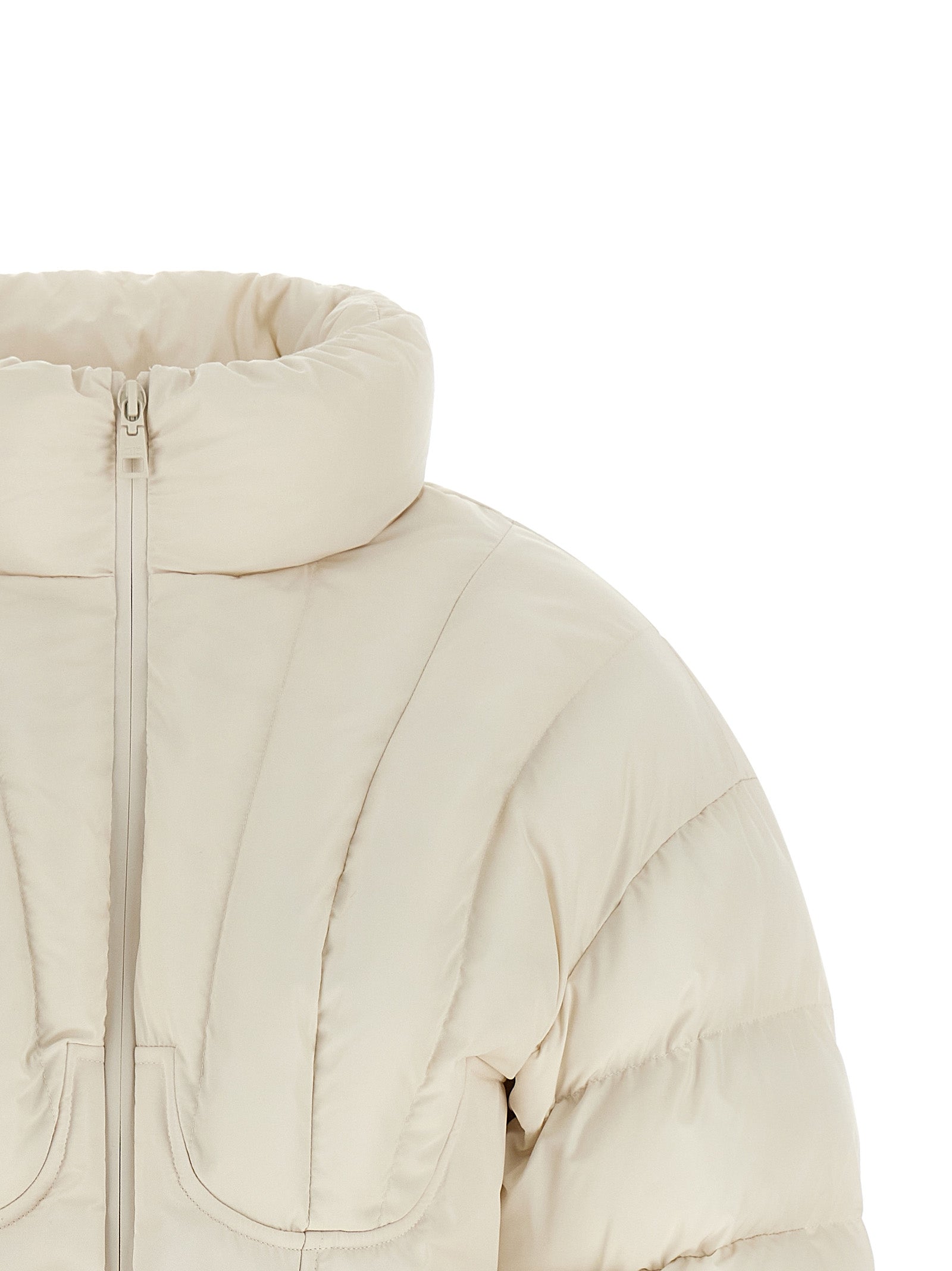 Elisabetta Franchi Weiße Polyester-Jacke in voller Länge