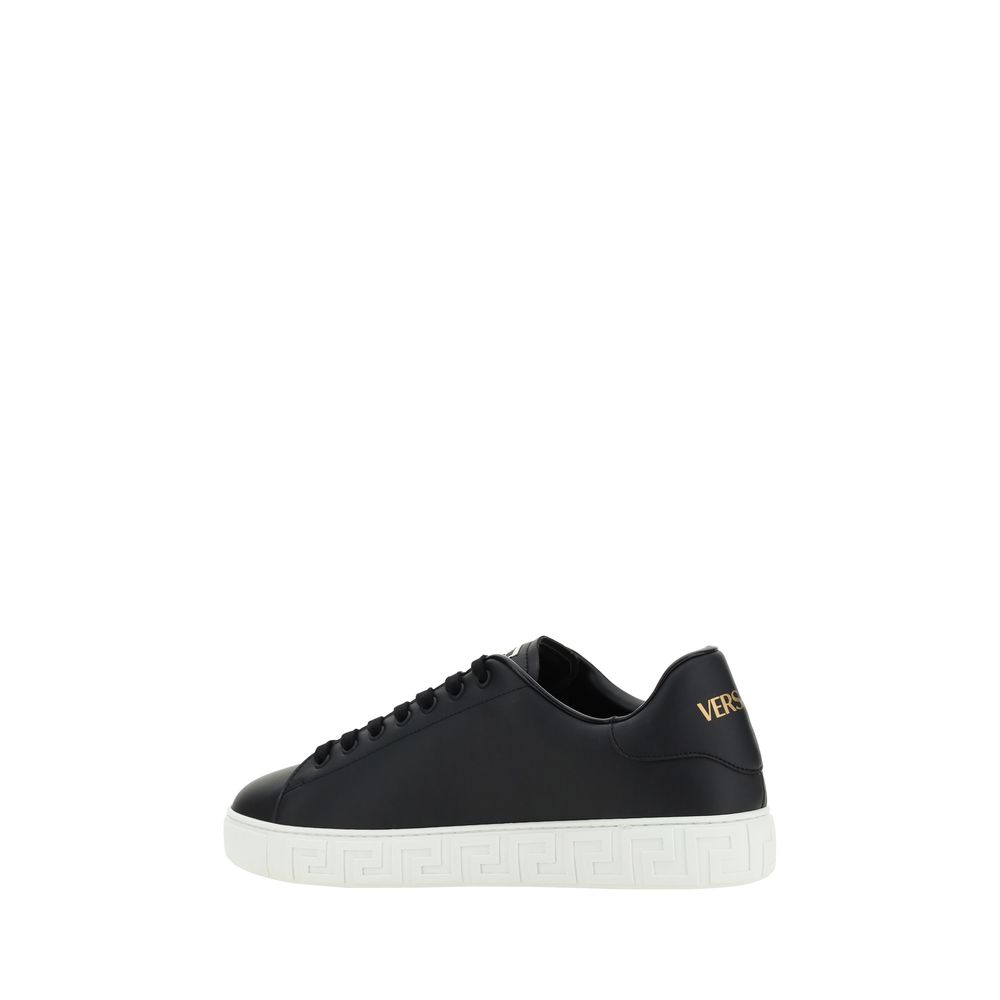 Versace Schwarze Bos Taurus Kalbsleder Low-Top-Sneaker