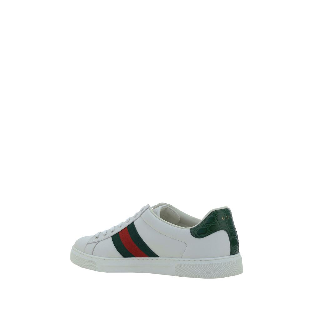 Gucci Weiße Low-Top-Sneaker aus Kalbsleder Bos Taurus