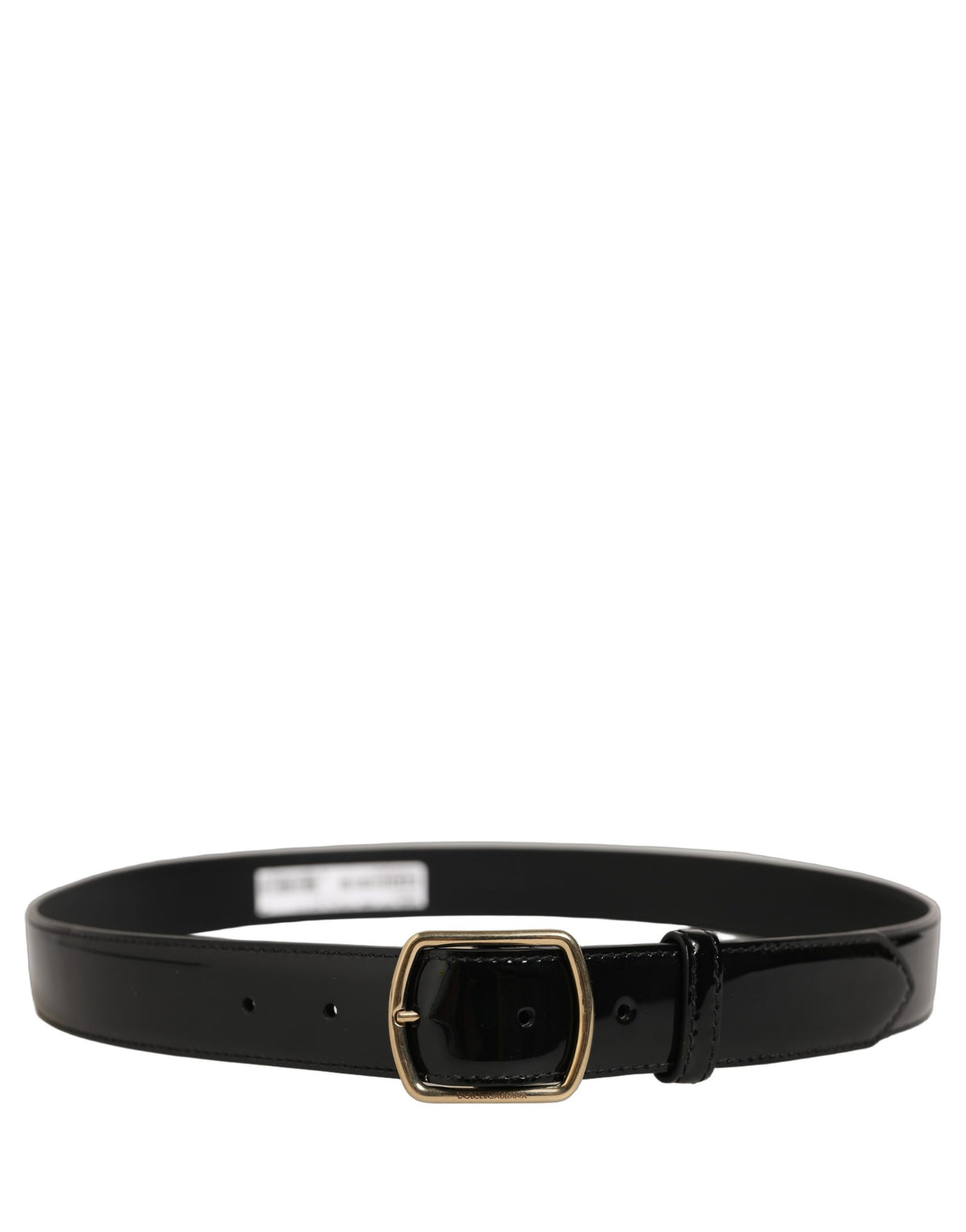 Dolce & Gabbana Schwarzer Lackleder-Gürtel mit goldener Metallschnalle