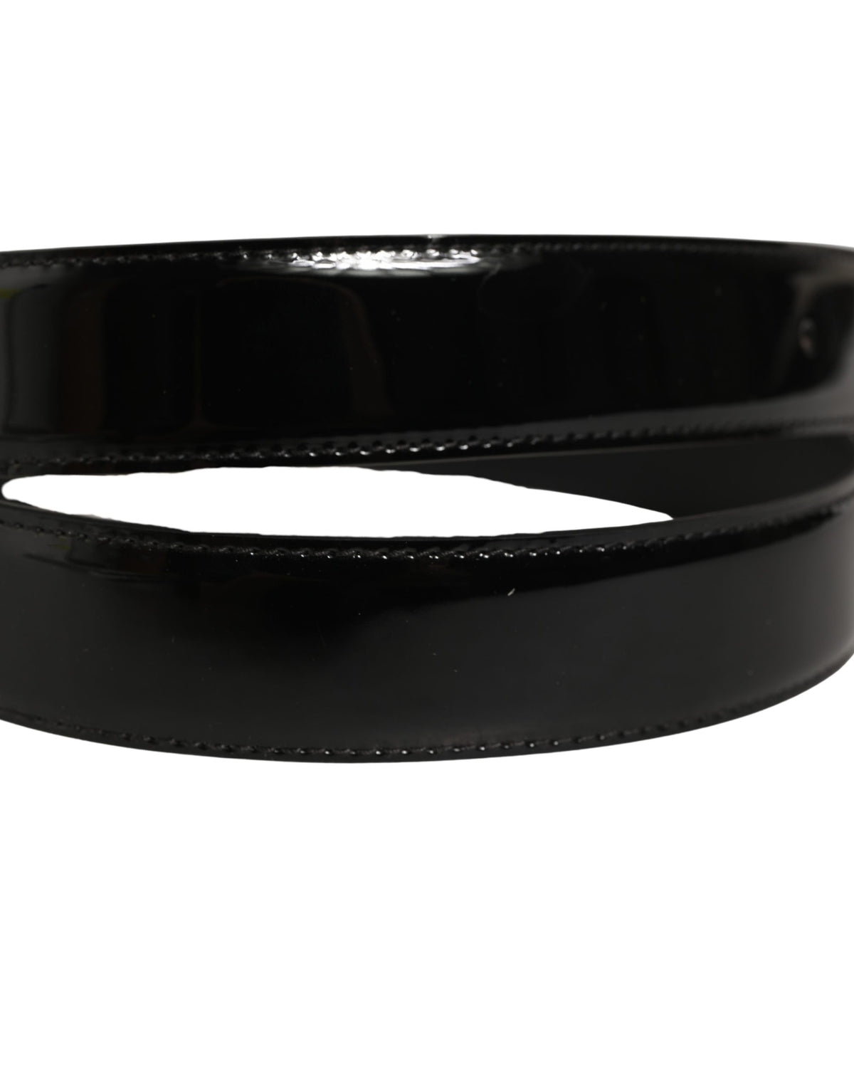 Dolce & Gabbana Schwarzer Lackleder-Gürtel mit goldener Metallschnalle