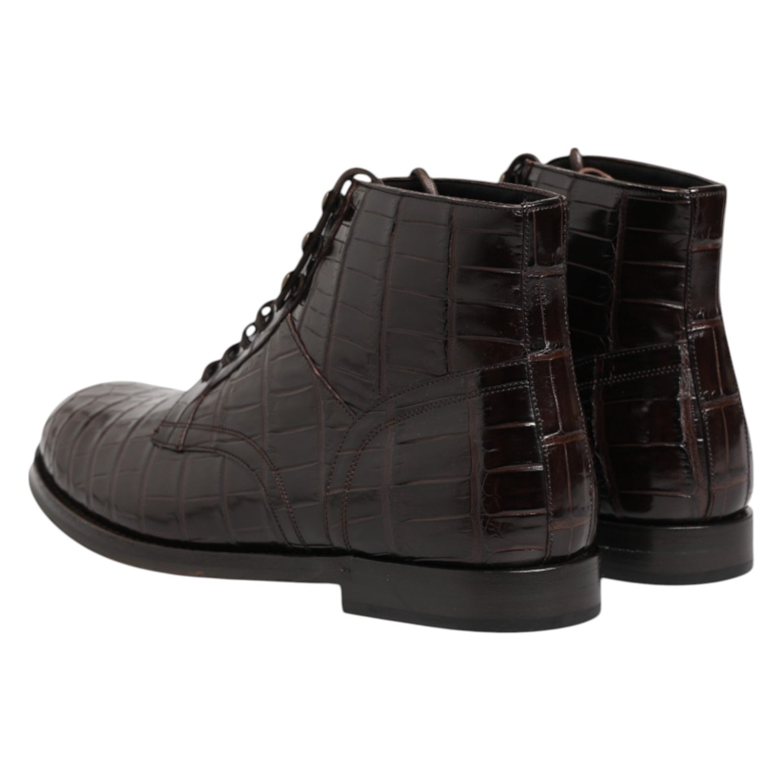 Dolce & Gabbana Dunkelbraune Leder Schnürstiefeletten