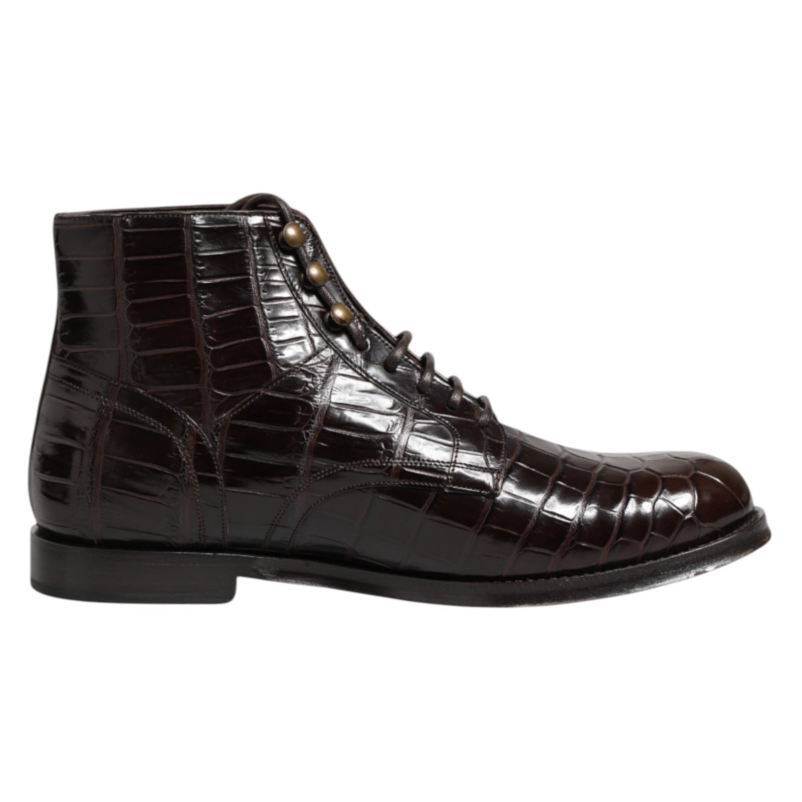 Dolce & Gabbana Dunkelbraune Leder Schnürstiefeletten