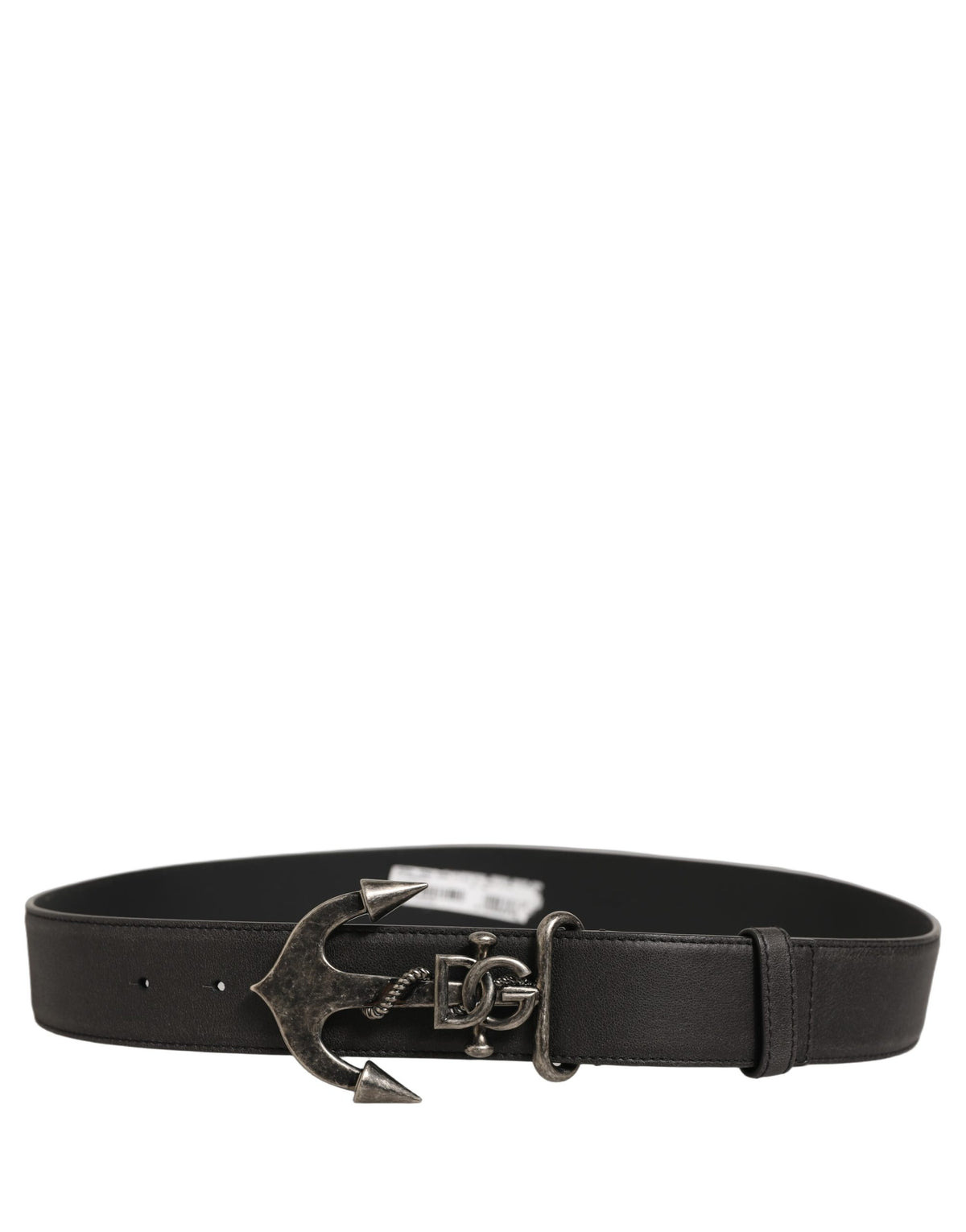 Dolce & Gabbana Schwarzer Ledergürtel mit Anker-Logo und Metallschnalle
