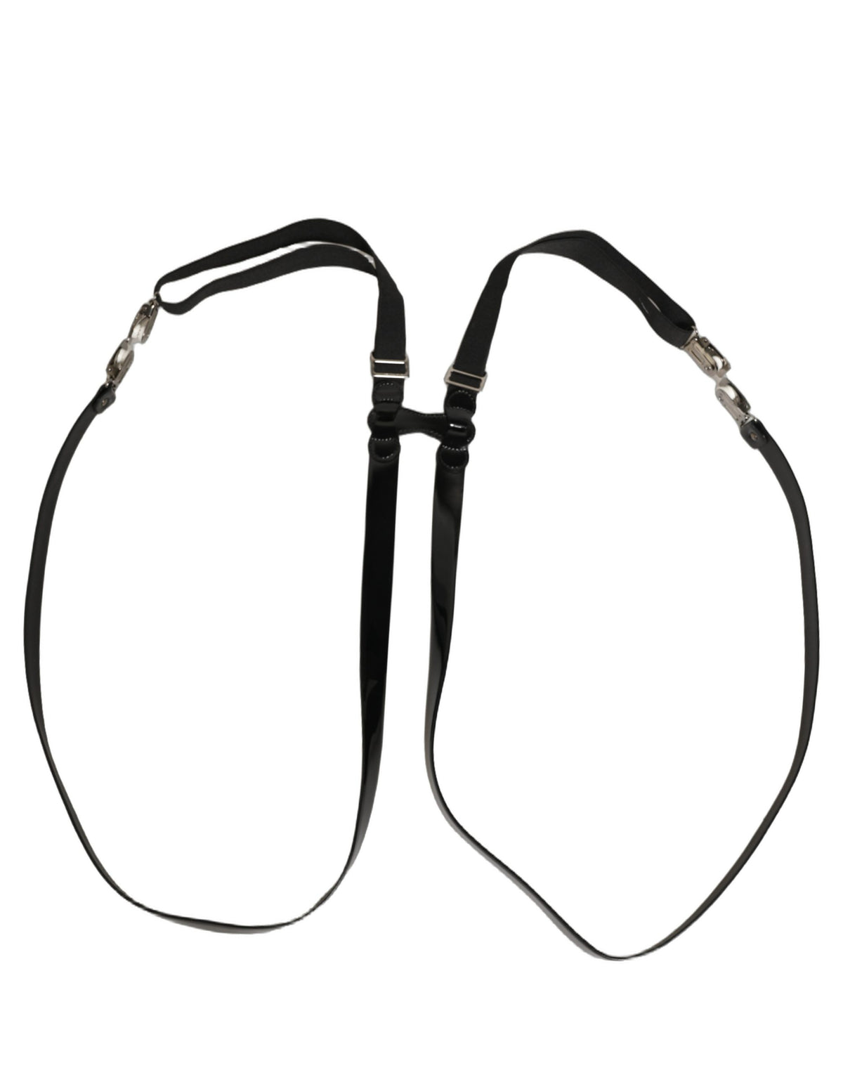 Dolce & Gabbana Schwarze verstellbare Hosenträger aus Metall mit silbernen Clips