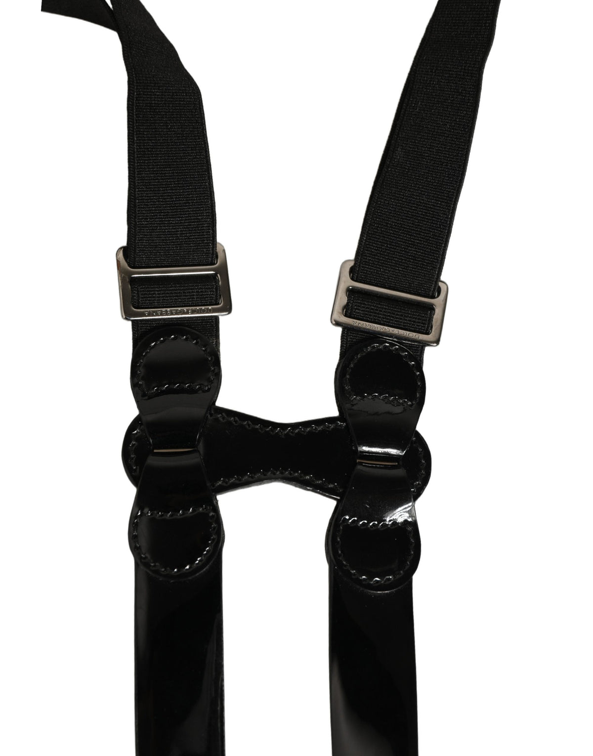Dolce & Gabbana Schwarze verstellbare Hosenträger aus Metall mit silbernen Clips