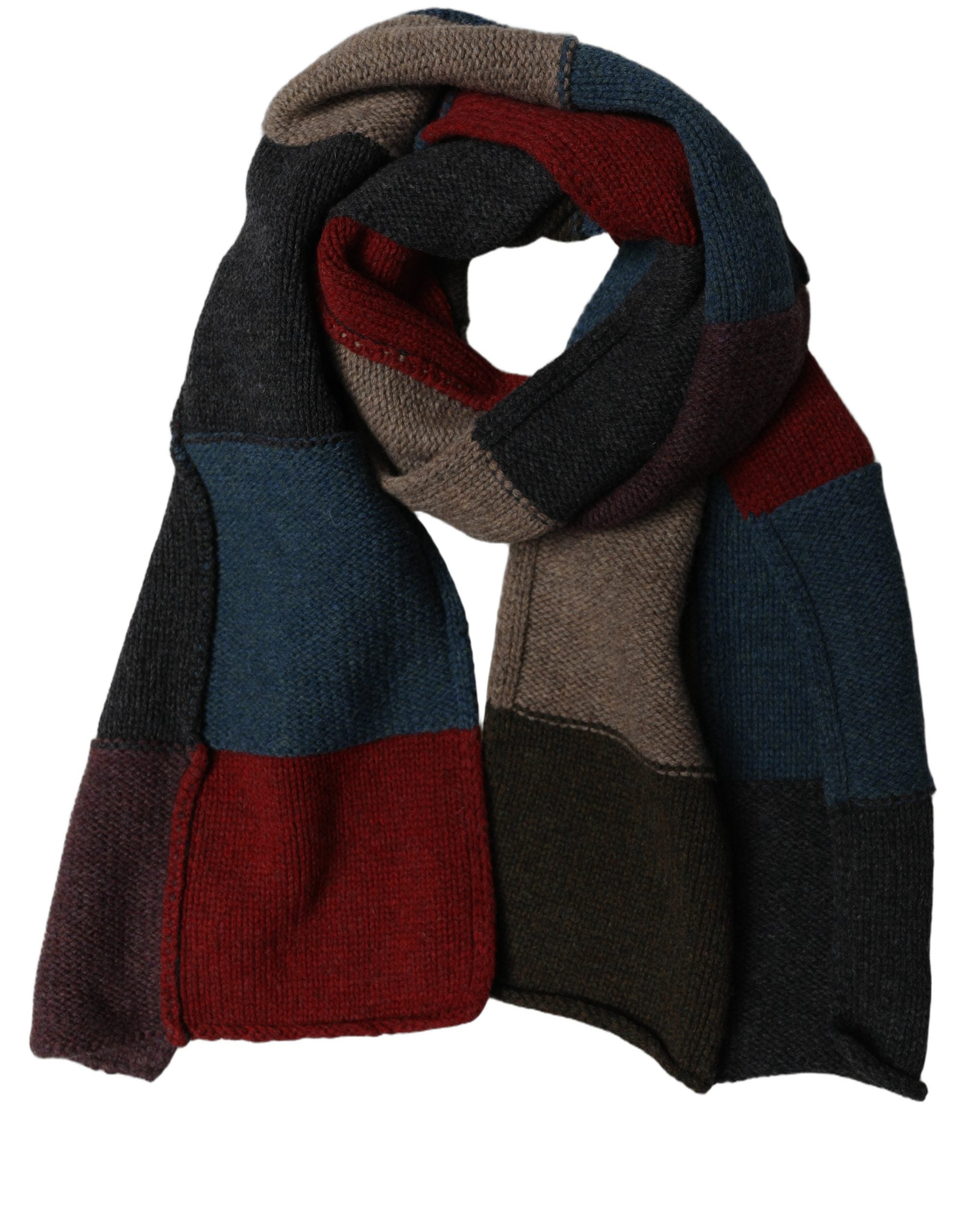 Dolce & Gabbana Mehrfarbiger Strickschal im Patchwork-Design
