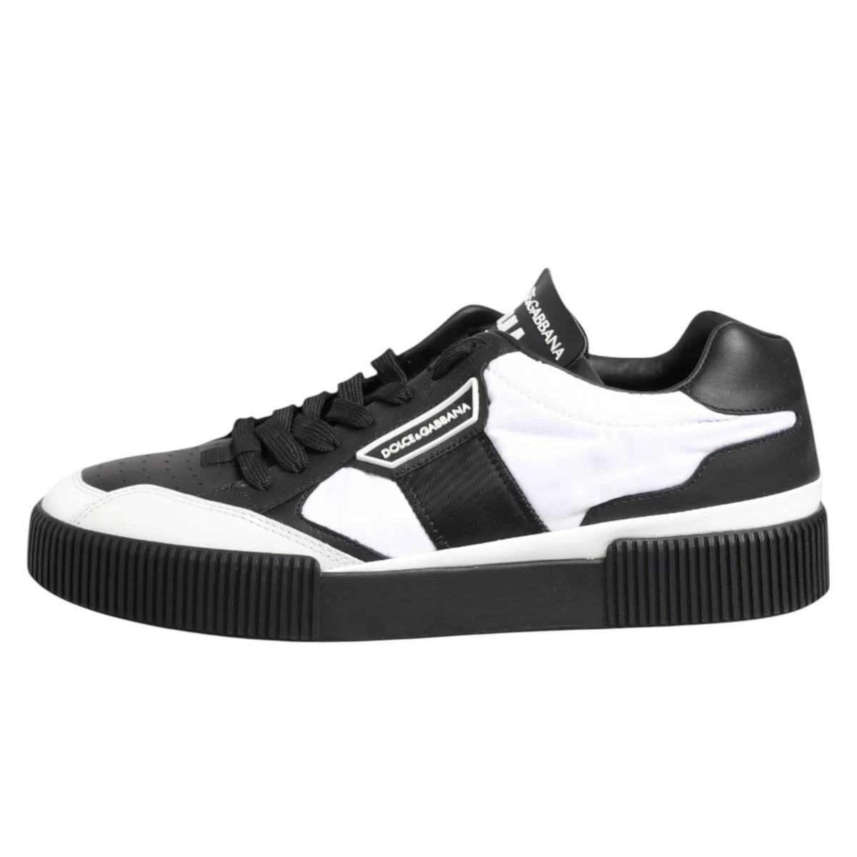 Dolce & Gabbana Schwarze und Weiße MIAMI Low Top Herren Sneaker Schuhe