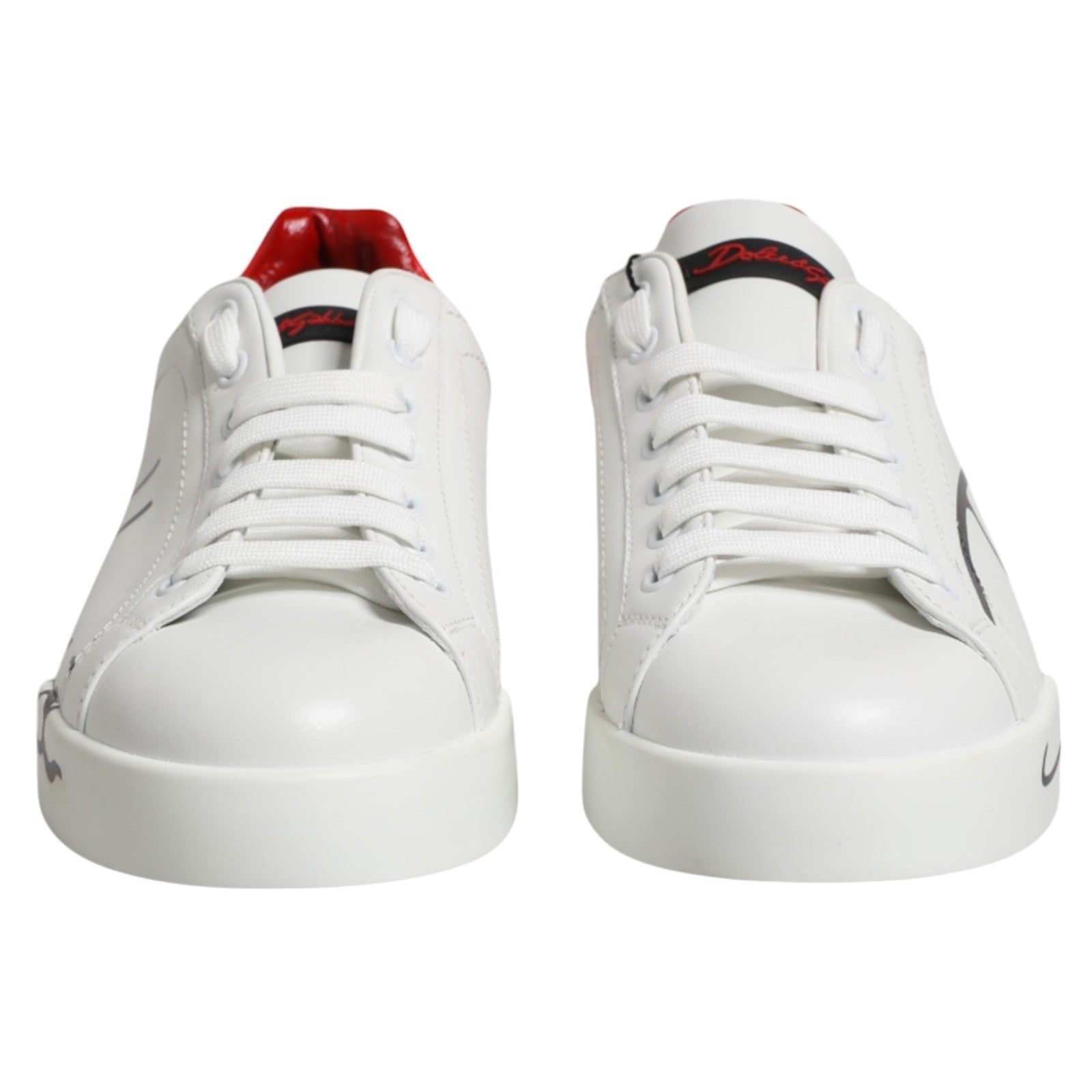 Dolce & Gabbana Weiße rote Leder Logo Portofino Sneaker