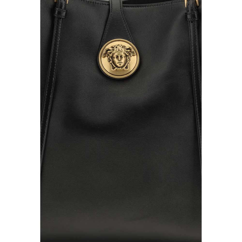 Versace Schwarze Lammleder Schultertasche Ovis Aries