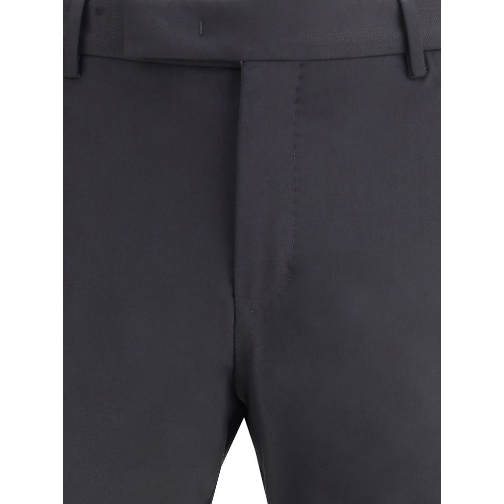 PT Torino Schwarze Wollhose Oves Aries Casual Pants