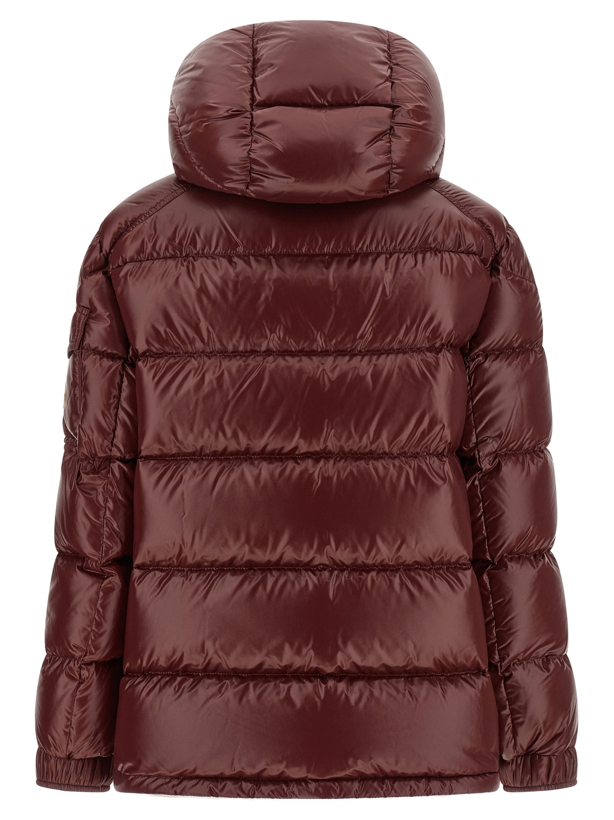 Moncler Bordeaux Polyamid-Steppjacke in voller Länge