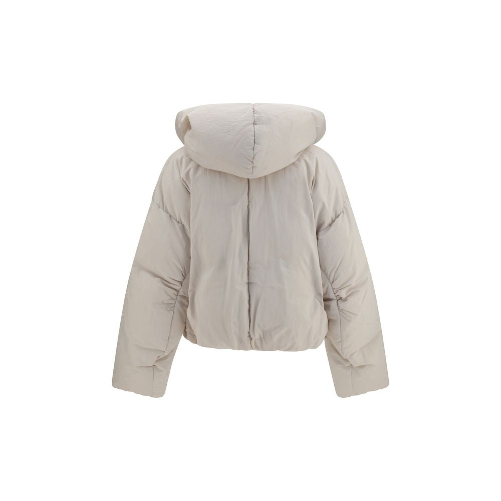 Max Mara Graue Polyamid-Jacke in voller Länge