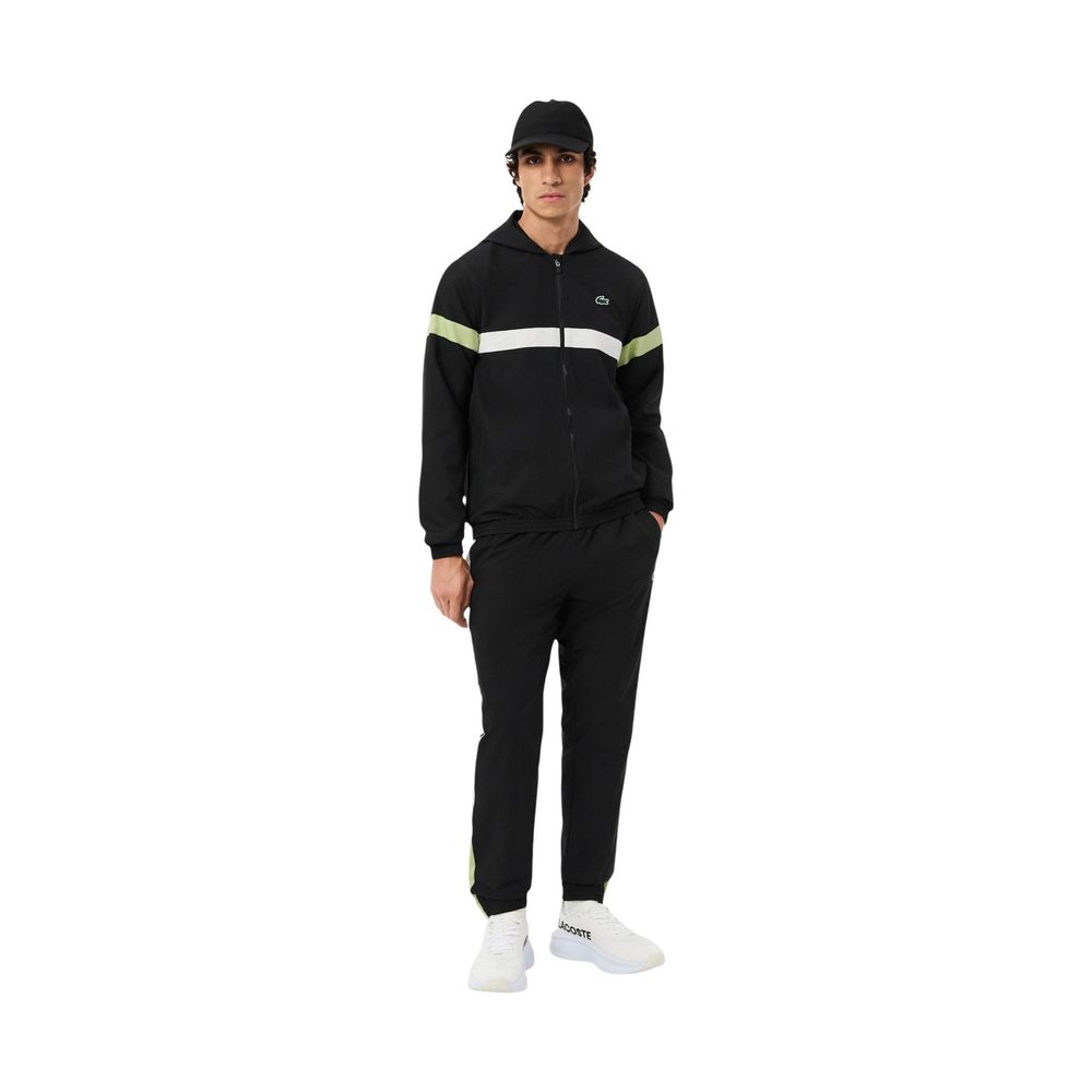 Lacoste Schwarz-weißer Polyester-Trainingsanzug