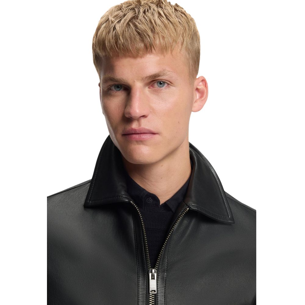Hugo Boss Schwarze Lederjacke aus Leder