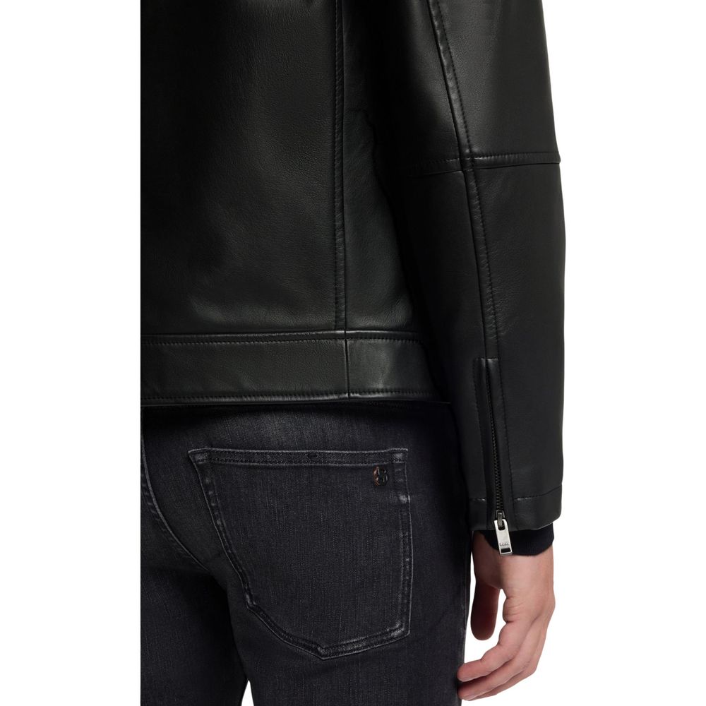 Hugo Boss Schwarze Lederjacke aus Leder