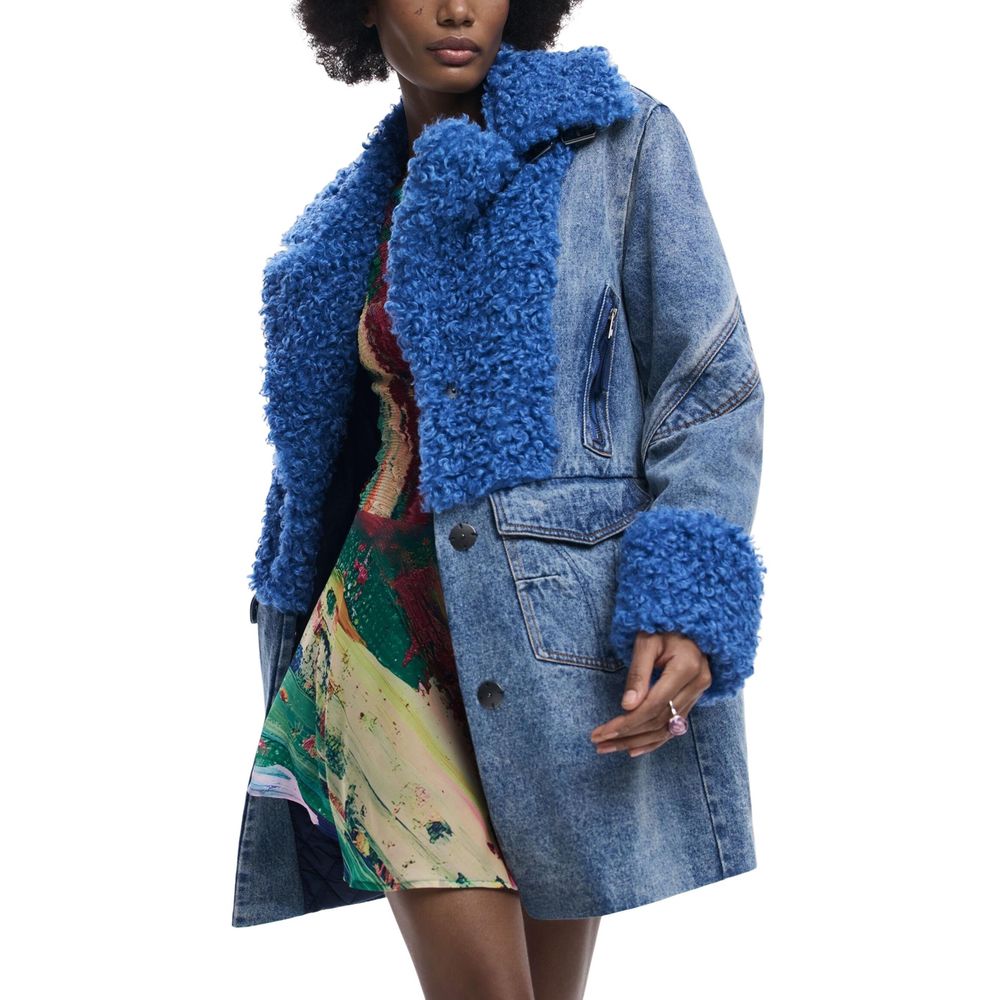 Desigual Blauer Baumwollmantel
