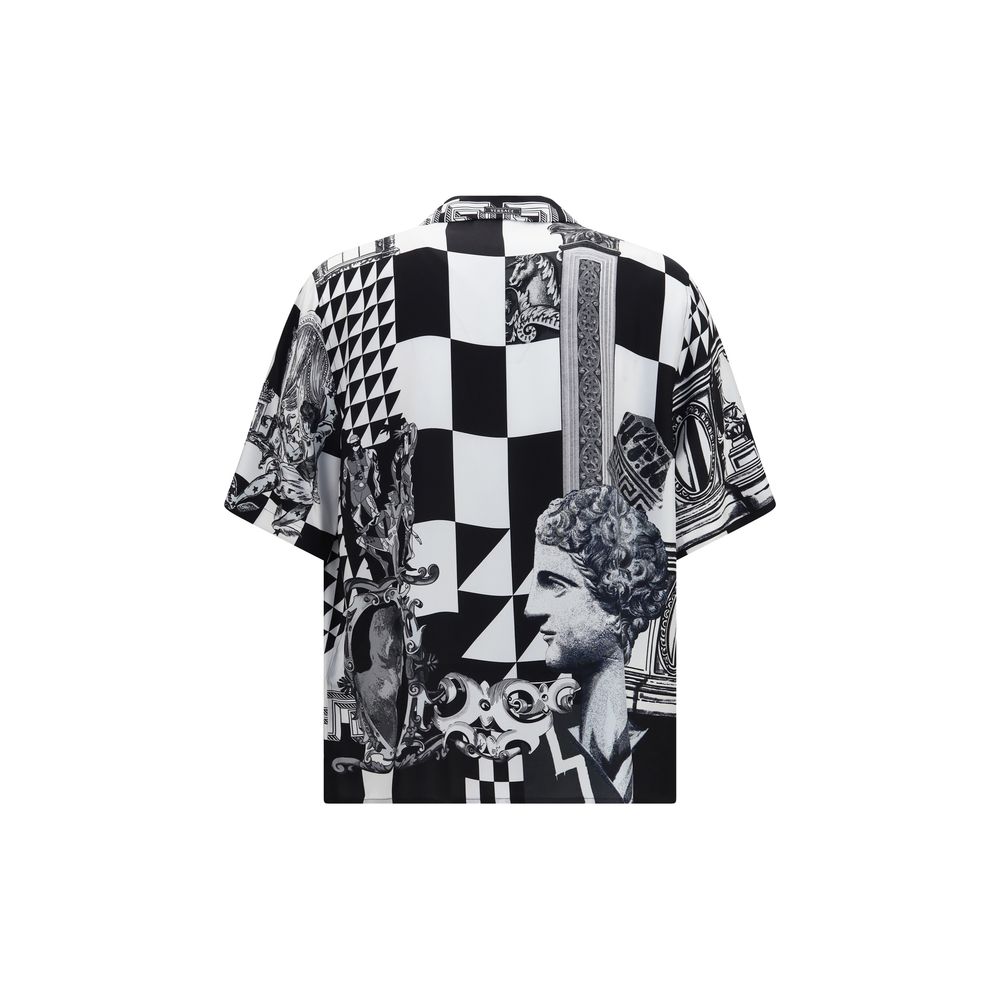 Versace Schwarzes Seiden-Shirt mit kurzen Ärmeln