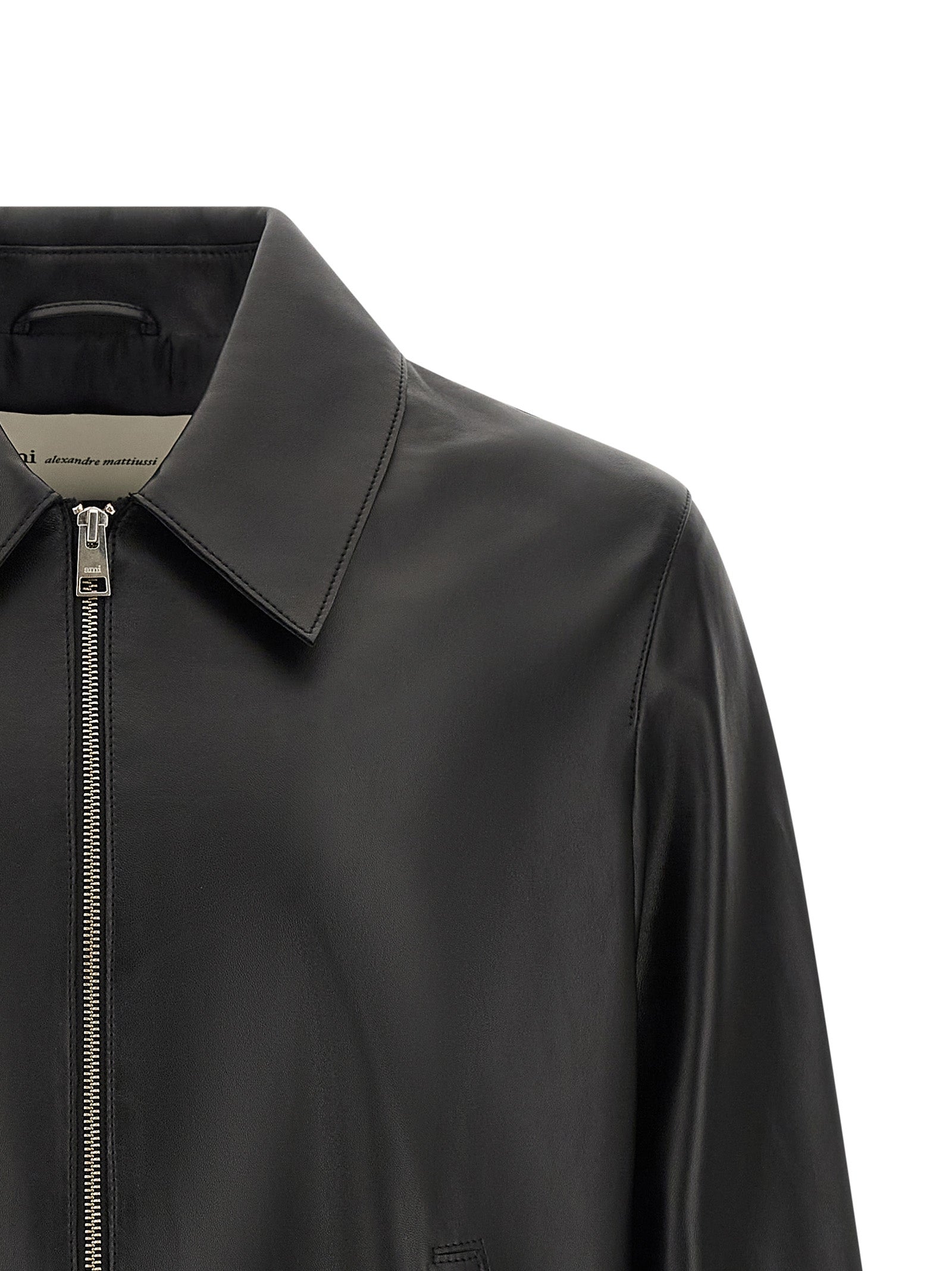Ami Paris Schwarze Lammlederjacke