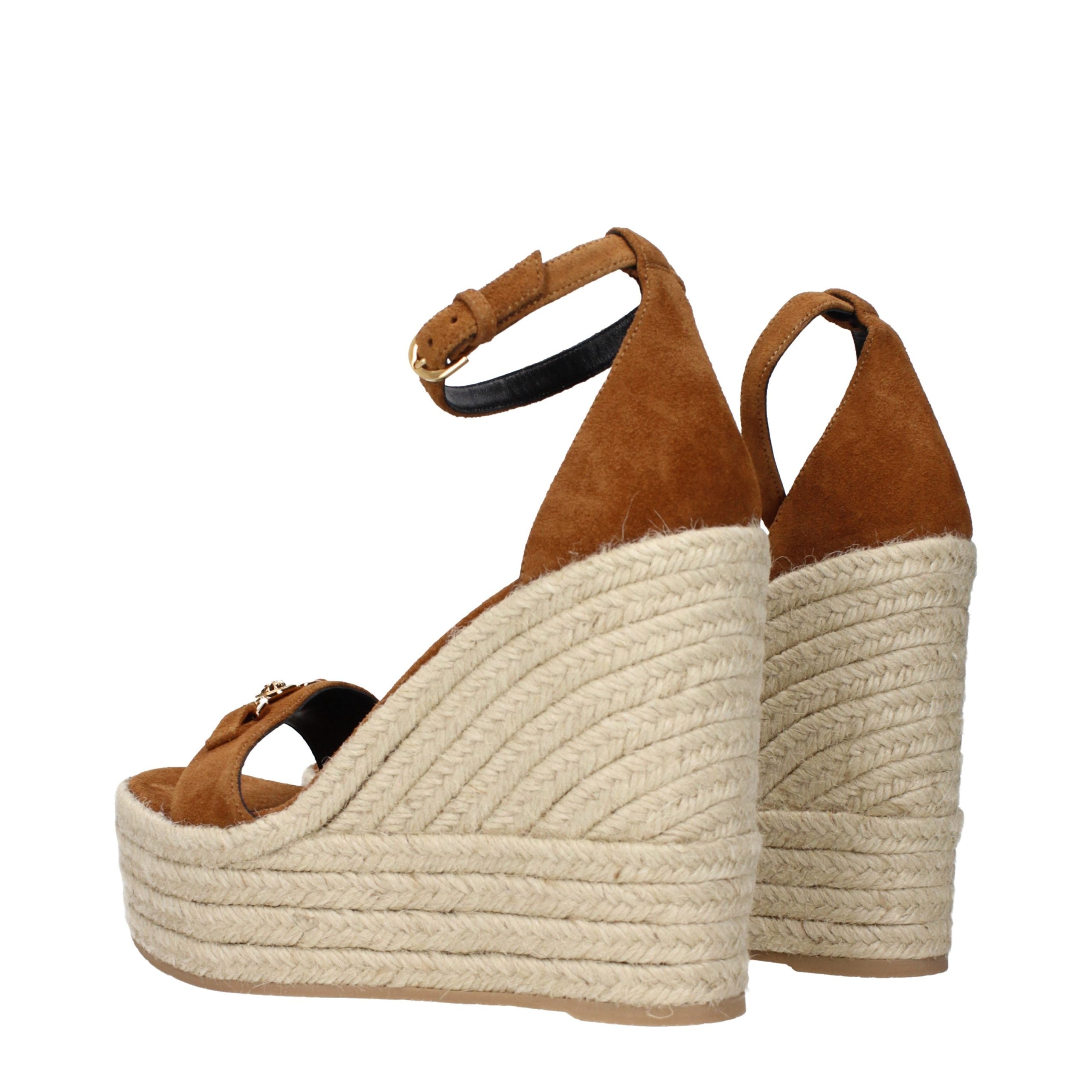 Versace Braune Leder-Keilsandalen