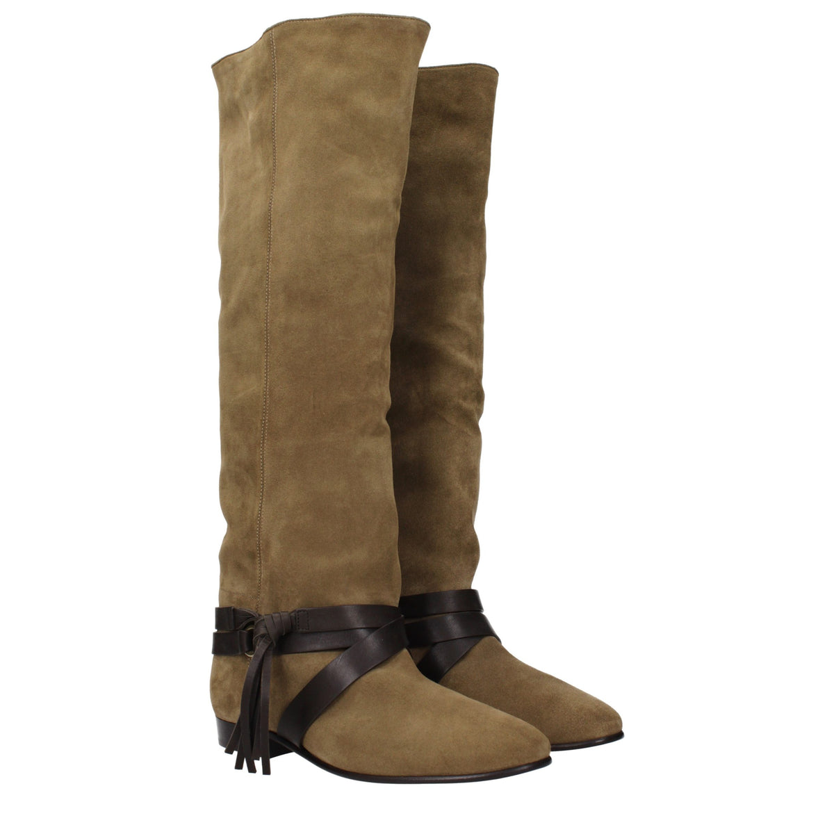 Isabel Marant Grüne Leder-Overknees