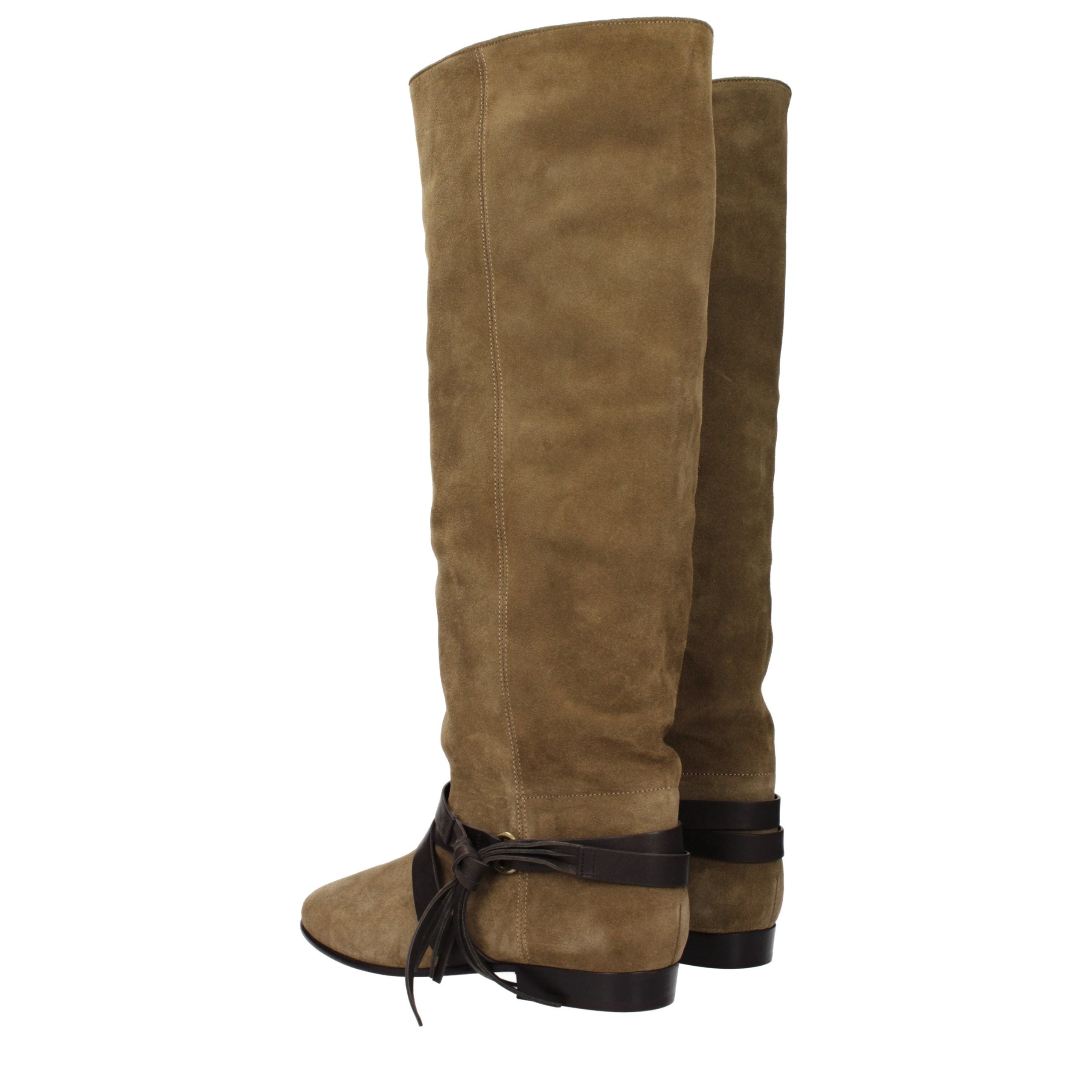 Isabel Marant Grüne Leder-Overknees