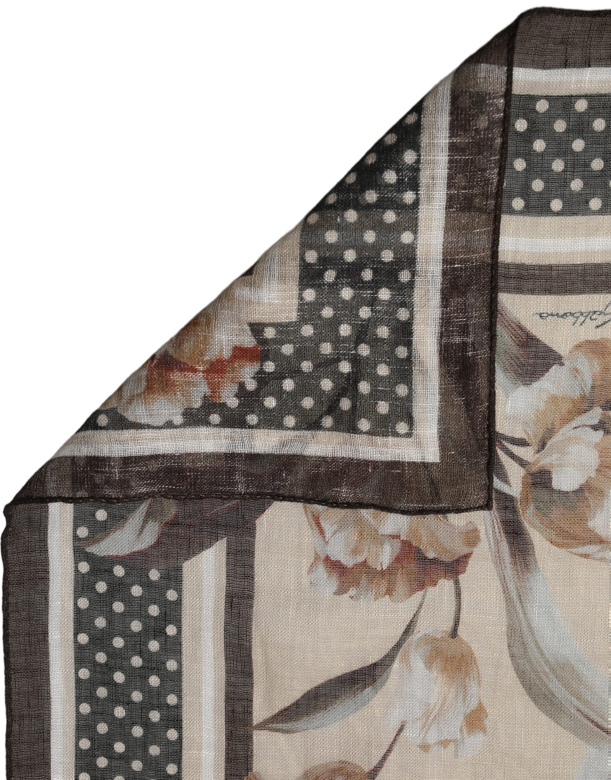 Dolce & Gabbana Herren Beige Blumen Leinen Quadratisches Foulard Tuch
