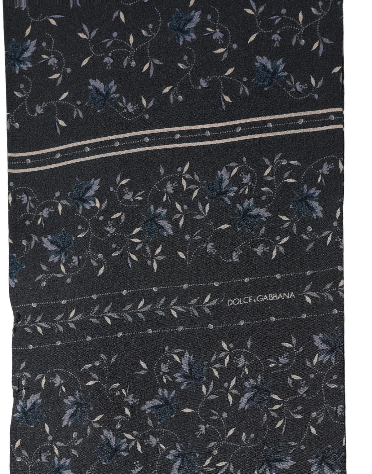 Dolce & Gabbana Blau geblümter Seidenschal mit Fransen