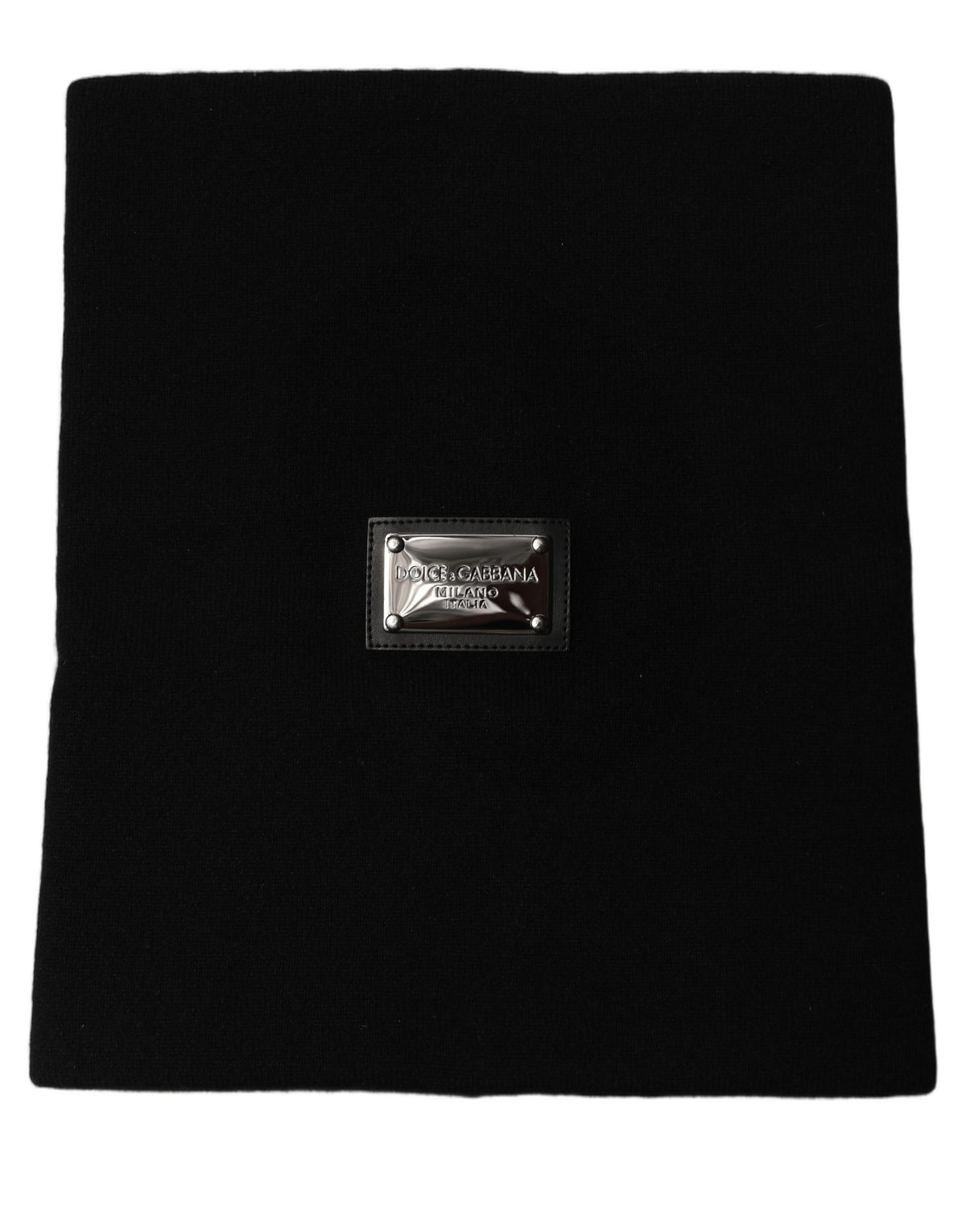 Dolce & Gabbana Schwarzer Kaschmir-Schal mit Logo-Plakette
