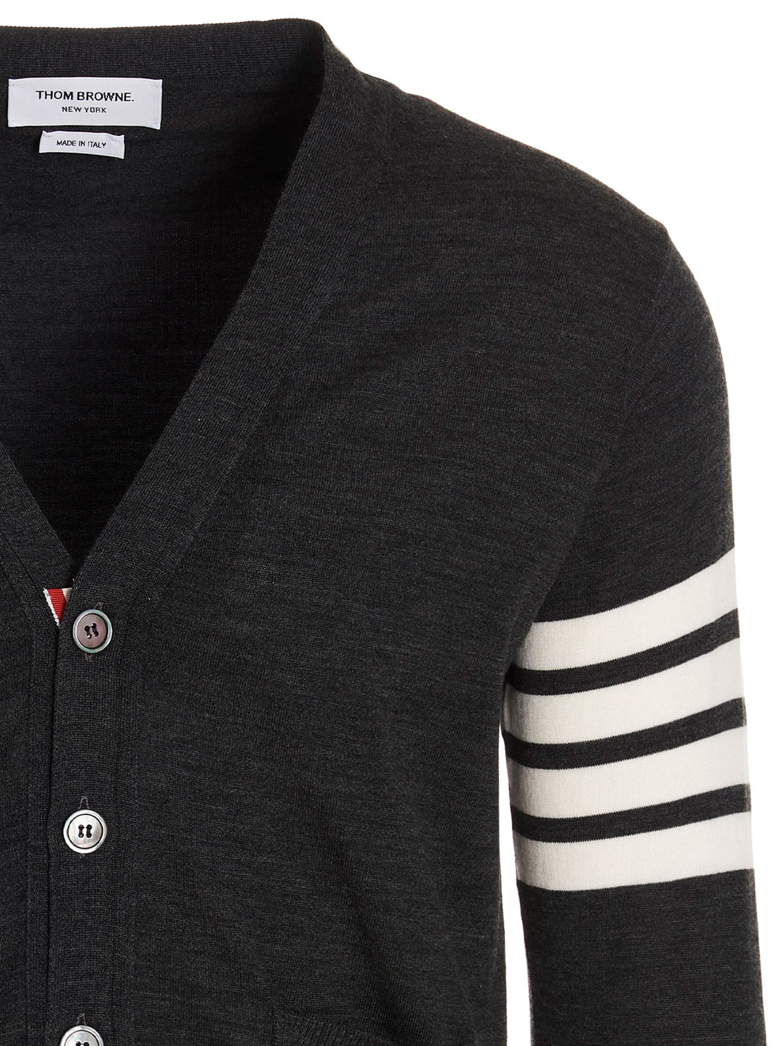 Thom Browne Grauer Cardigan aus Merinowolle