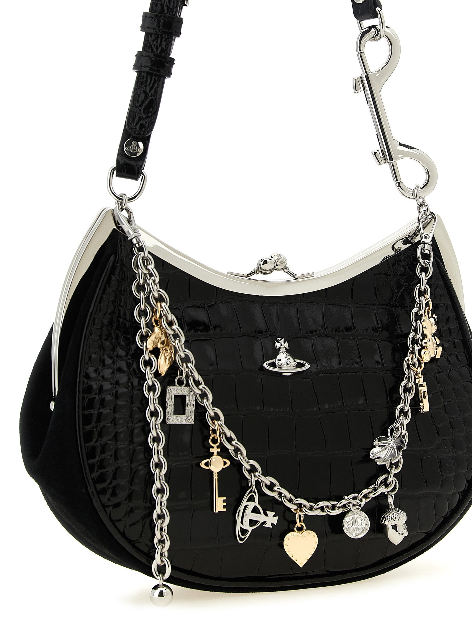 Vivienne Westwood Schwarze Kalbsleder-Schultertasche