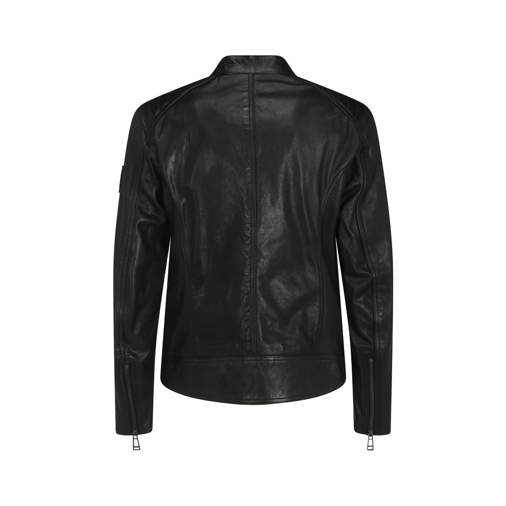 Belstaff Schwarze Lammlederjacke Ovis Aries
