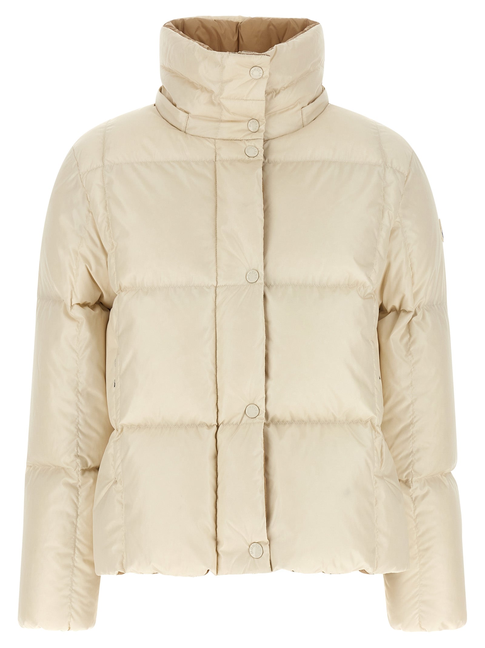 Moncler Weiße Polyamid-Jacke in voller Länge