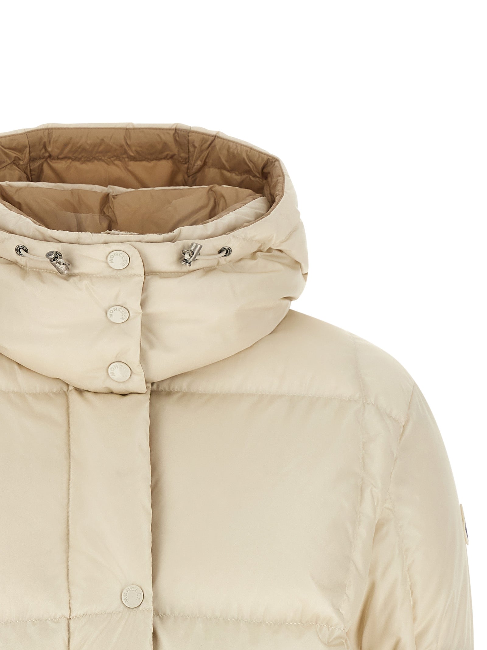 Moncler Weiße Polyamid-Jacke in voller Länge