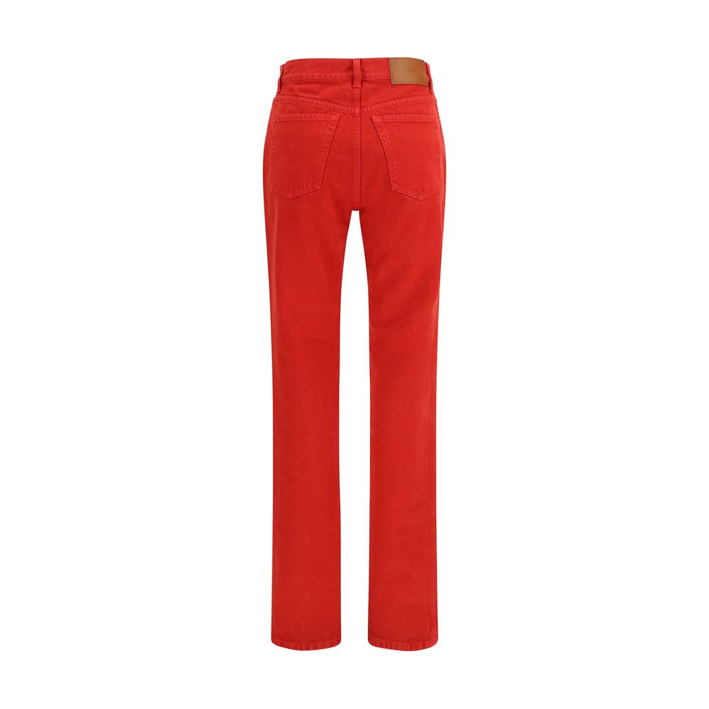 Chloé Rote Baumwollhose