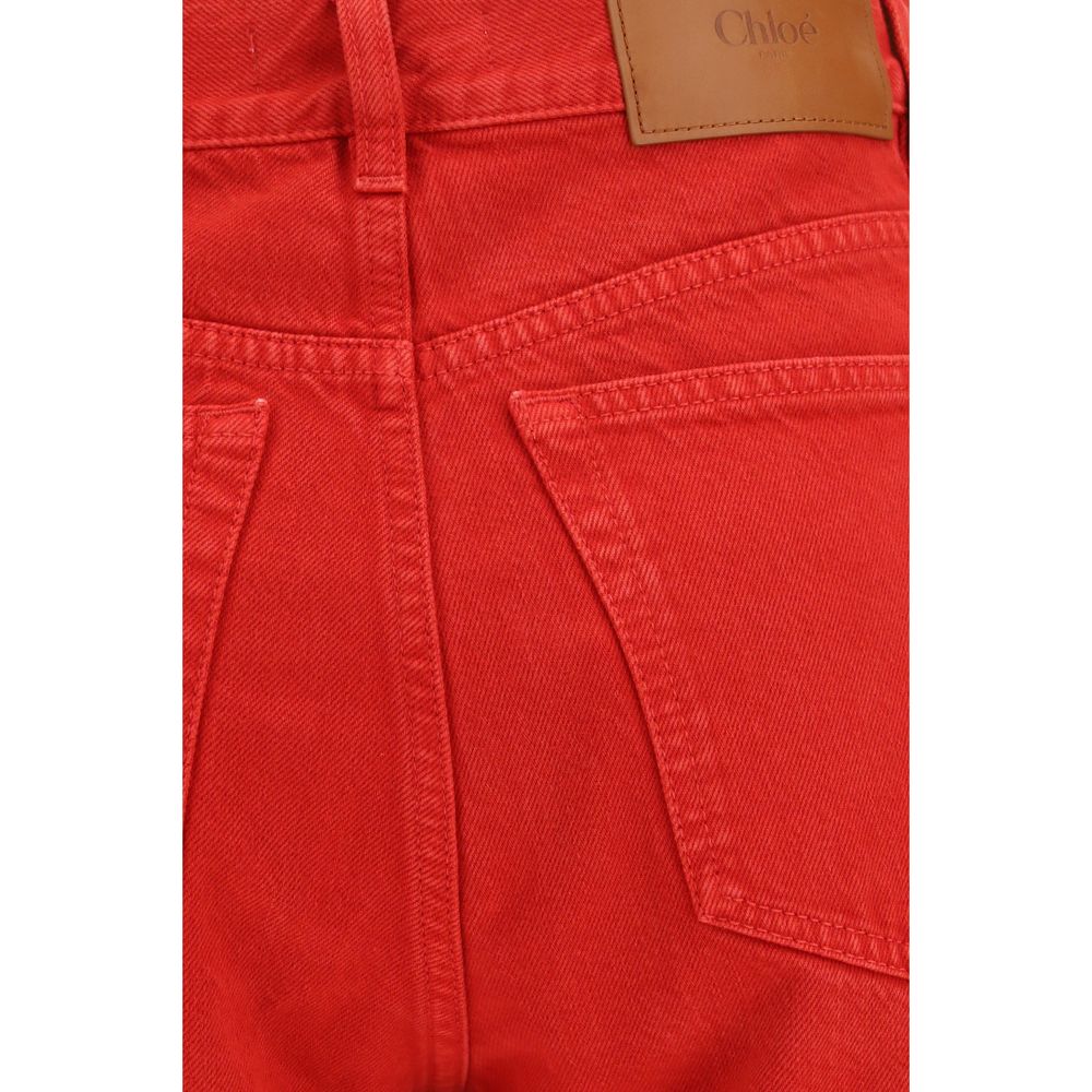 Chloé Rote Baumwollhose