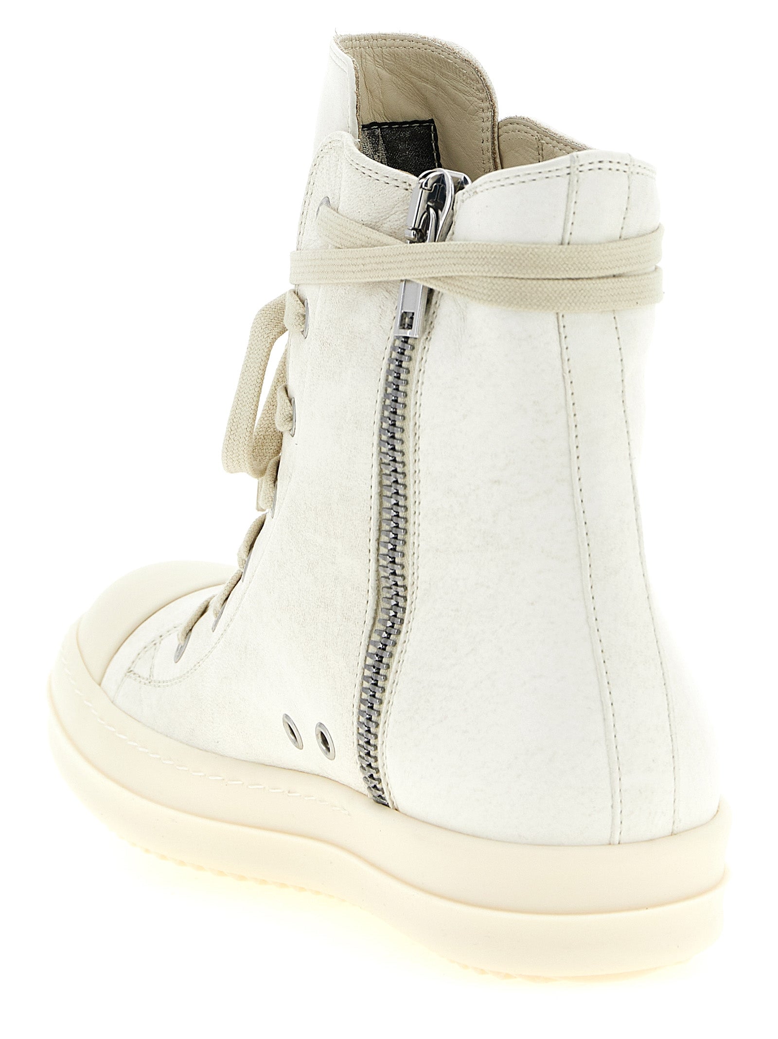 Rick Owens Weiße Lammleder High-Top-Sneaker