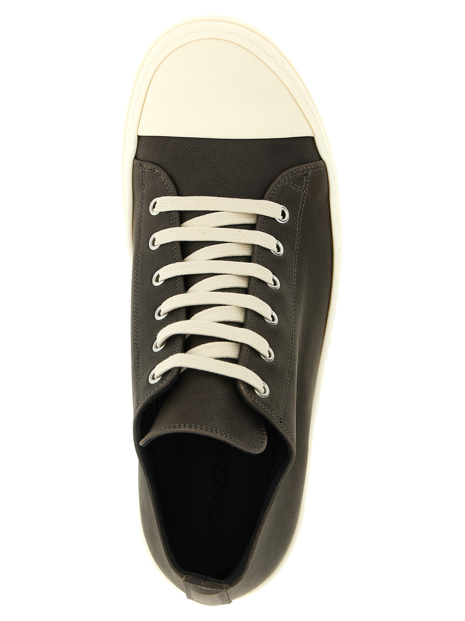 Rick Owens Schwarze Kalbsleder Low-Top-Sneaker