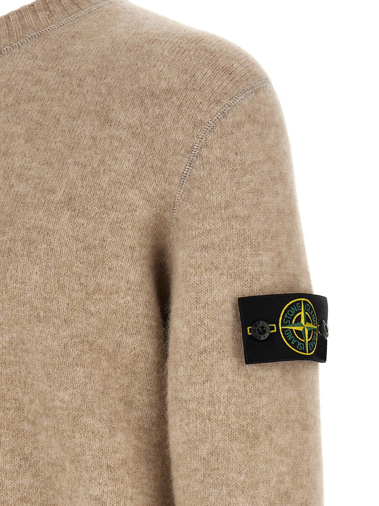 Stone Island Beige Wollstrickjacke
