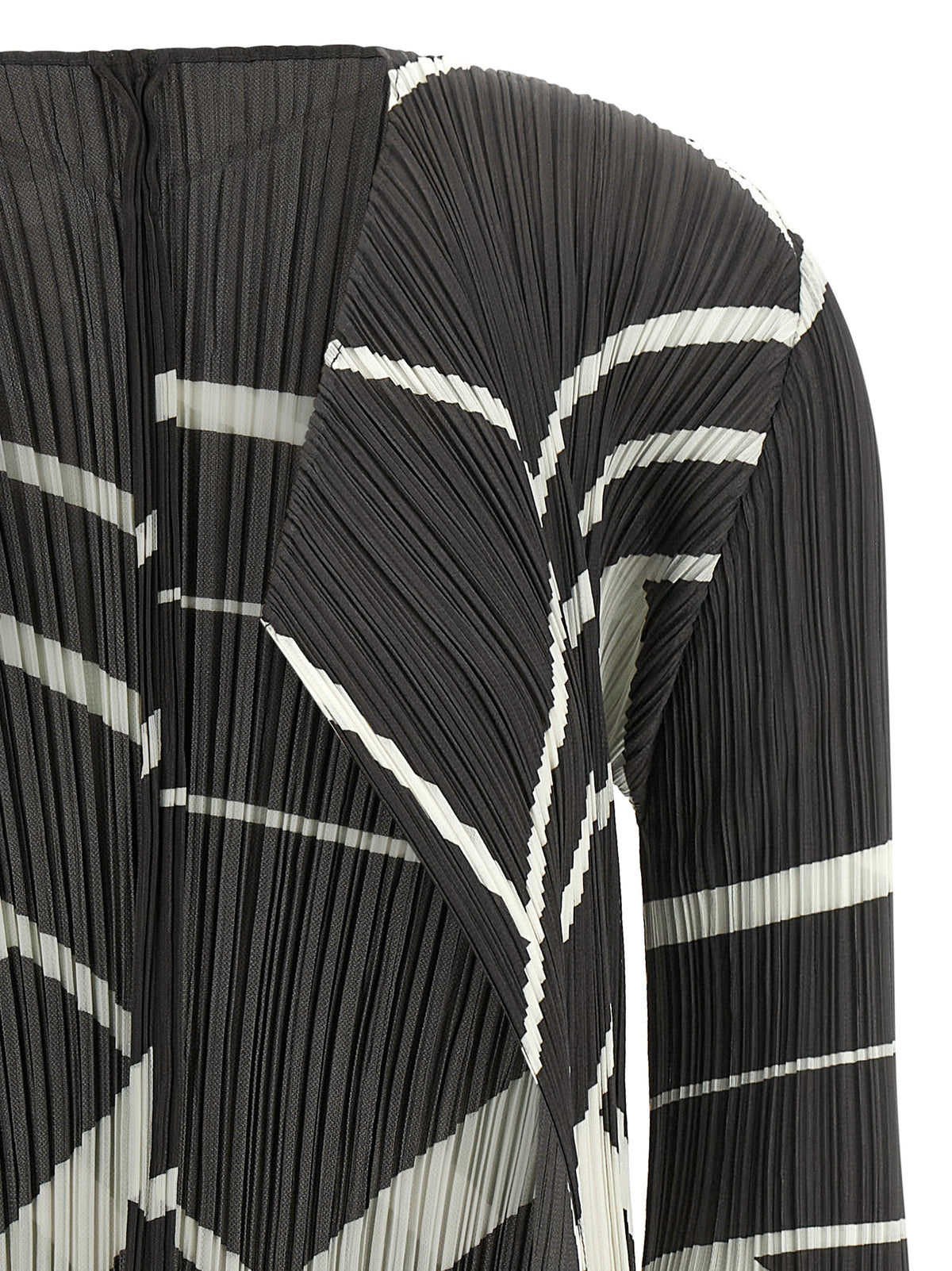 PLEATS PLEASE ISSEY MIYAKE Zweifarbige Polyester-Strickjacke
