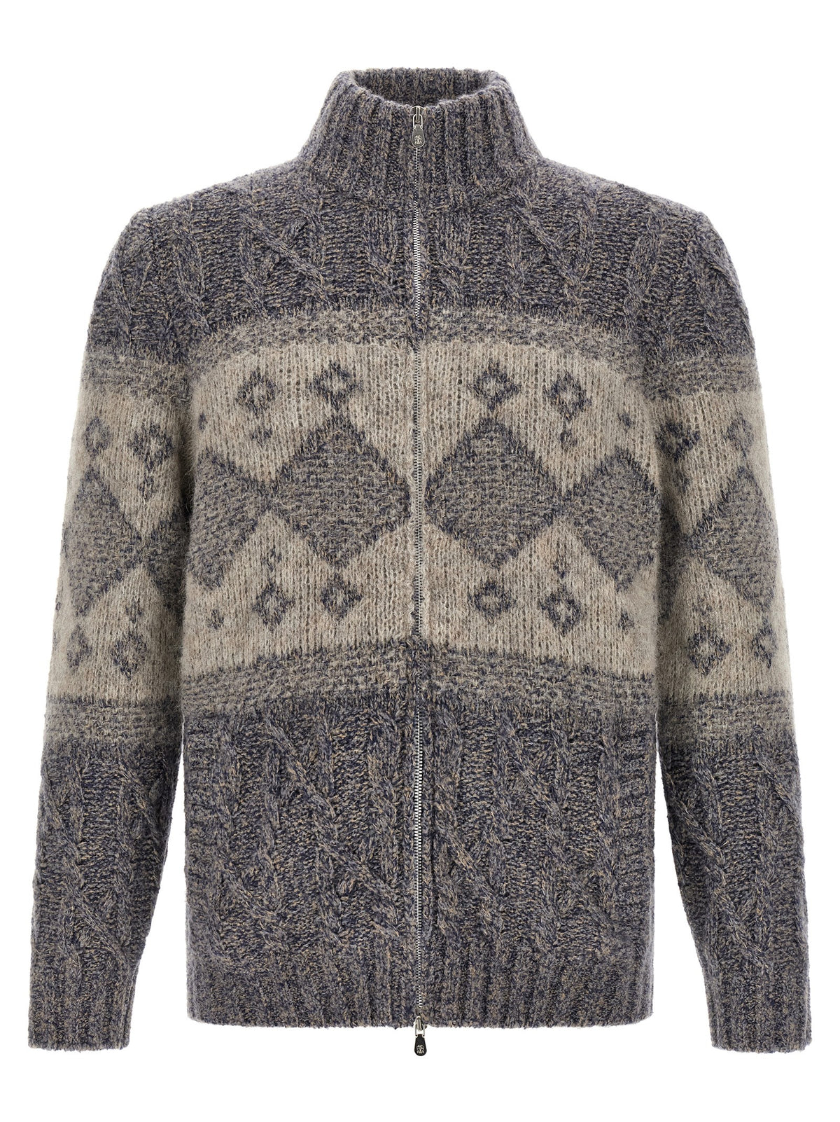Brunello Cucinelli Grauer Cardigan aus reiner Schurwolle