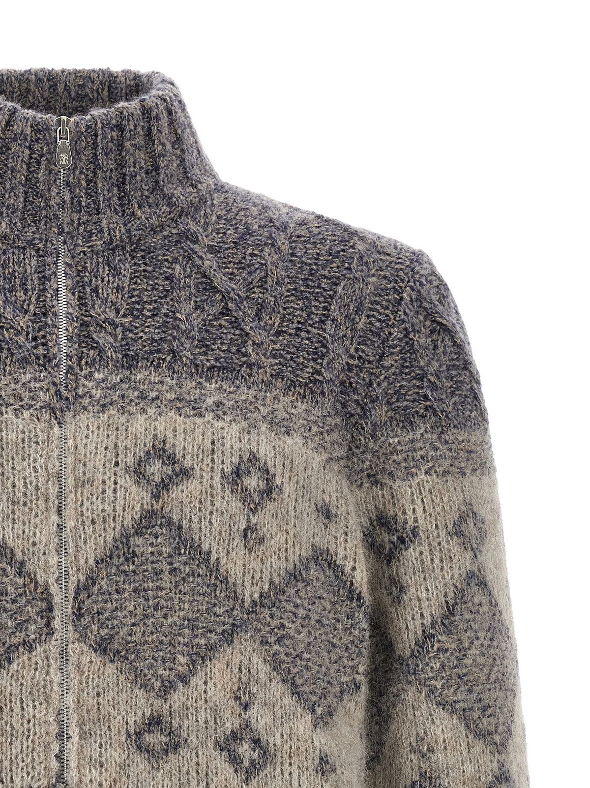 Brunello Cucinelli Grauer Cardigan aus reiner Schurwolle