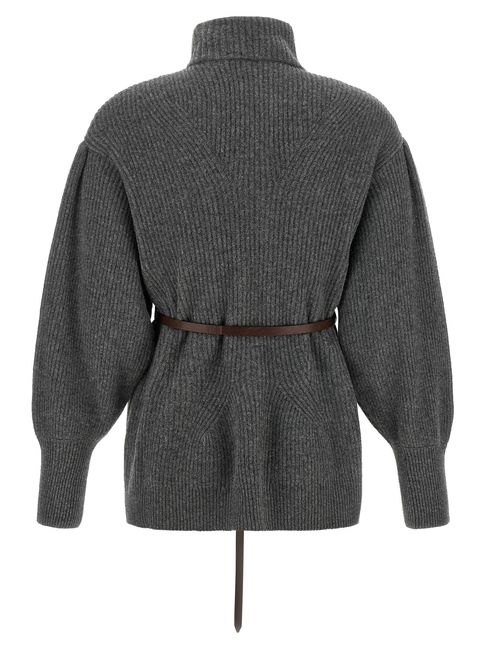 Brunello Cucinelli Grauer Cardigan aus reiner Schurwolle